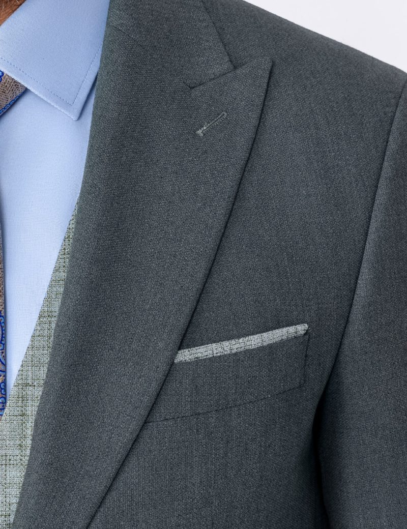 SK39SF02M007-Olive-523-3 Slim-Fit 3-Piece Three Combination Suit