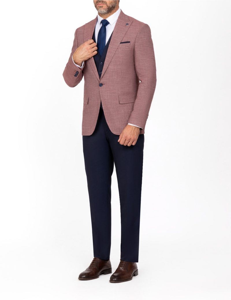 SK39SF02M008-Maroon-002-3 Mismatched Slim-Fit 3-Piece Linen Suit