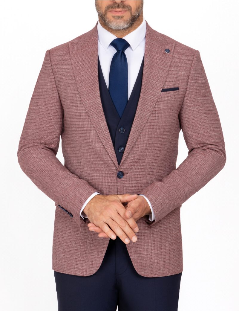SK39SF02M008-Maroon-002-5 Mismatched Slim-Fit 3-Piece Linen Suit