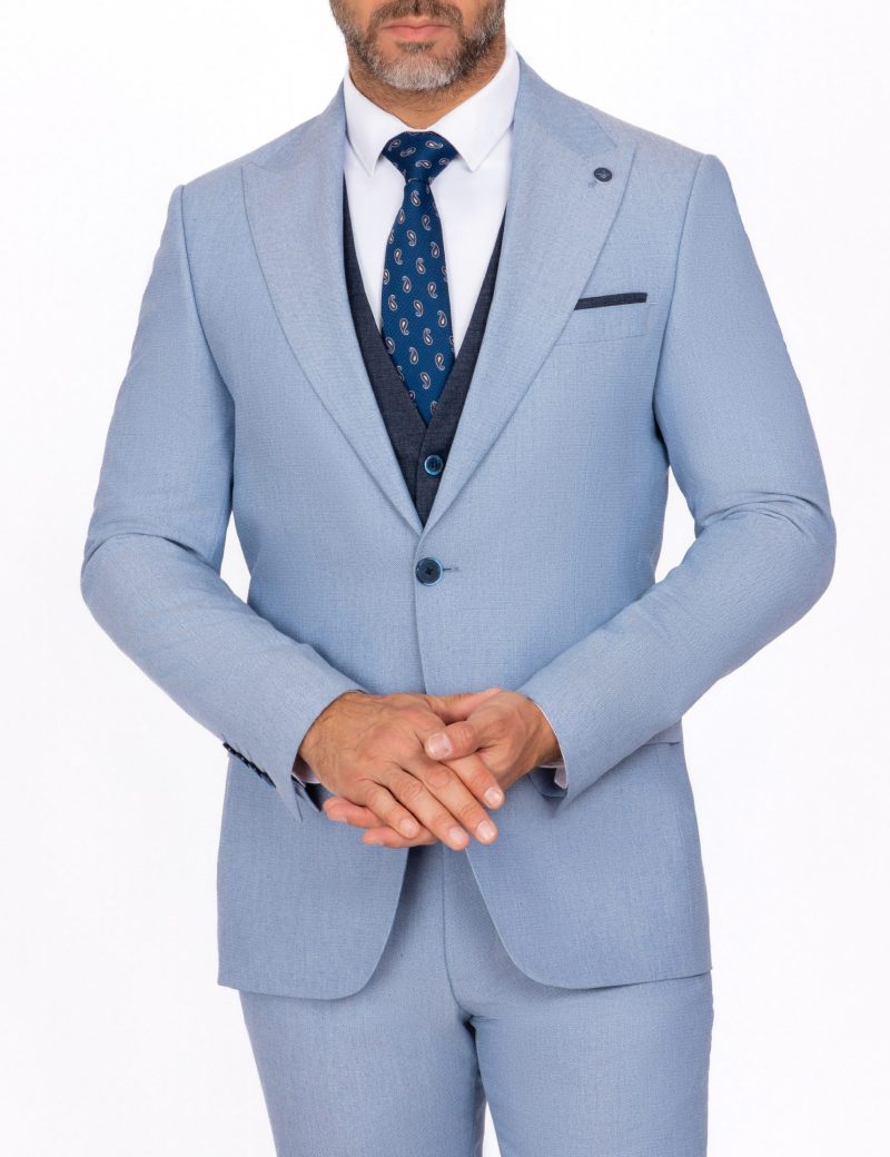 SK39SF02M011-Light-Blue-002-4 Slim-Fit 3-Piece Suit with Mismatched Vest