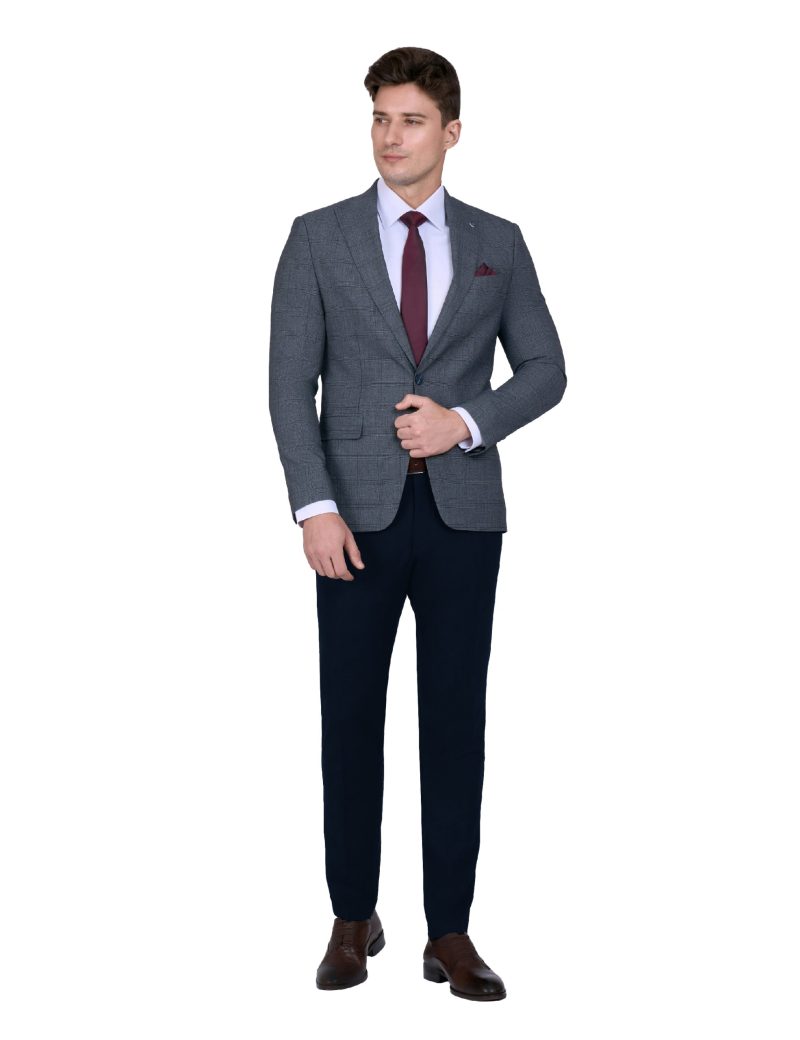 Print Slim-Fit 2-Piece Checked Suit