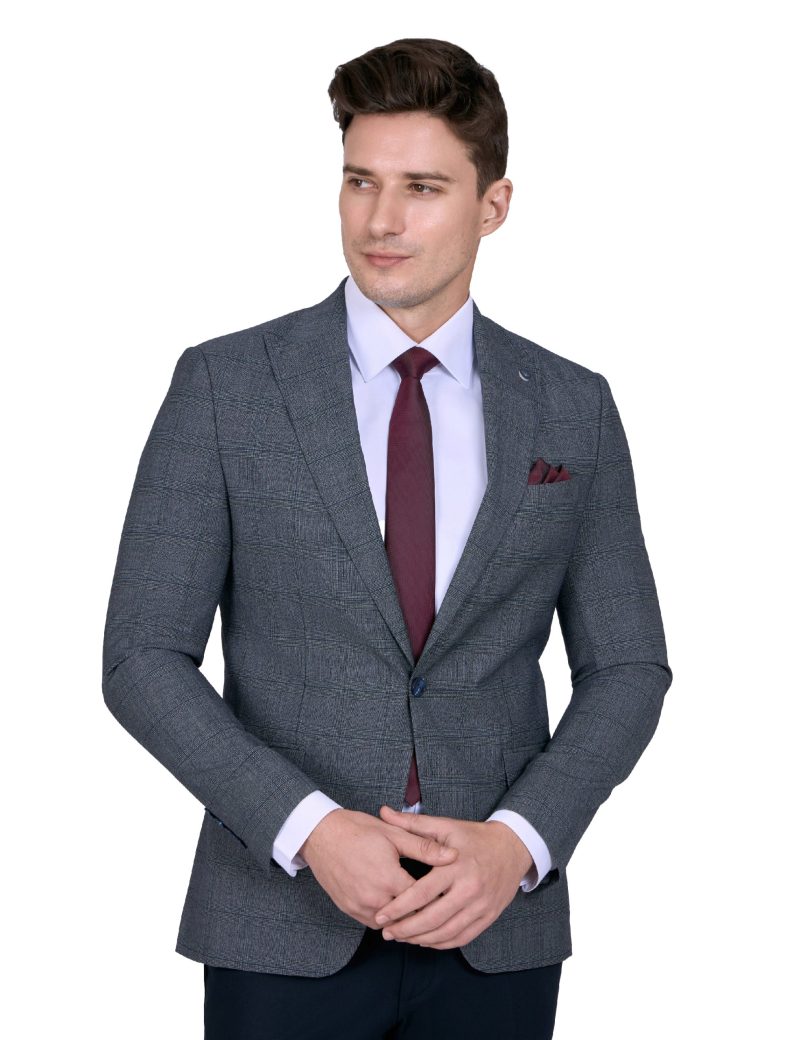 Print Slim-Fit 2-Piece Checked Suit