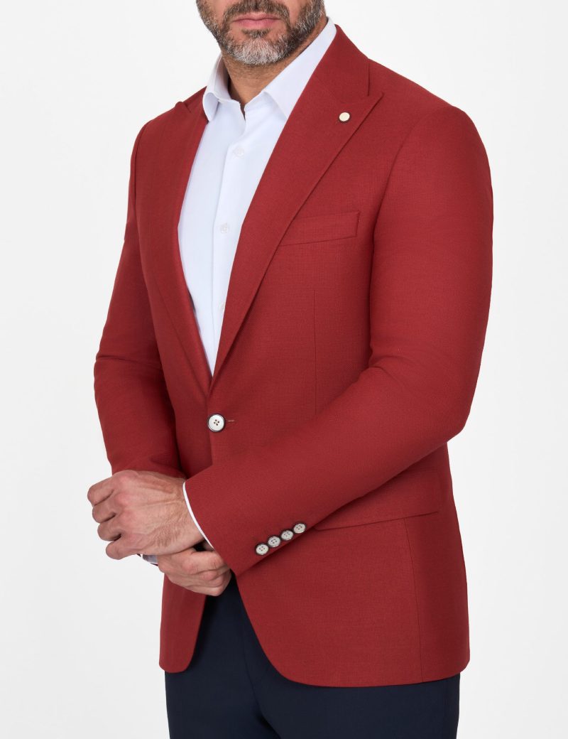 SK39SF04M002-Red-515-1 Slim-Fit Men's Classic Blazer