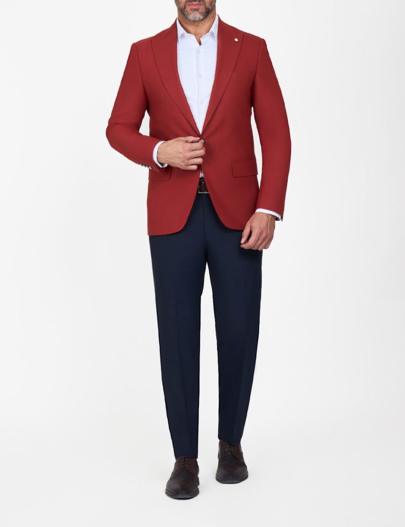 SK39SF04M002-Red-515-4 Slim-Fit Men's Classic Blazer