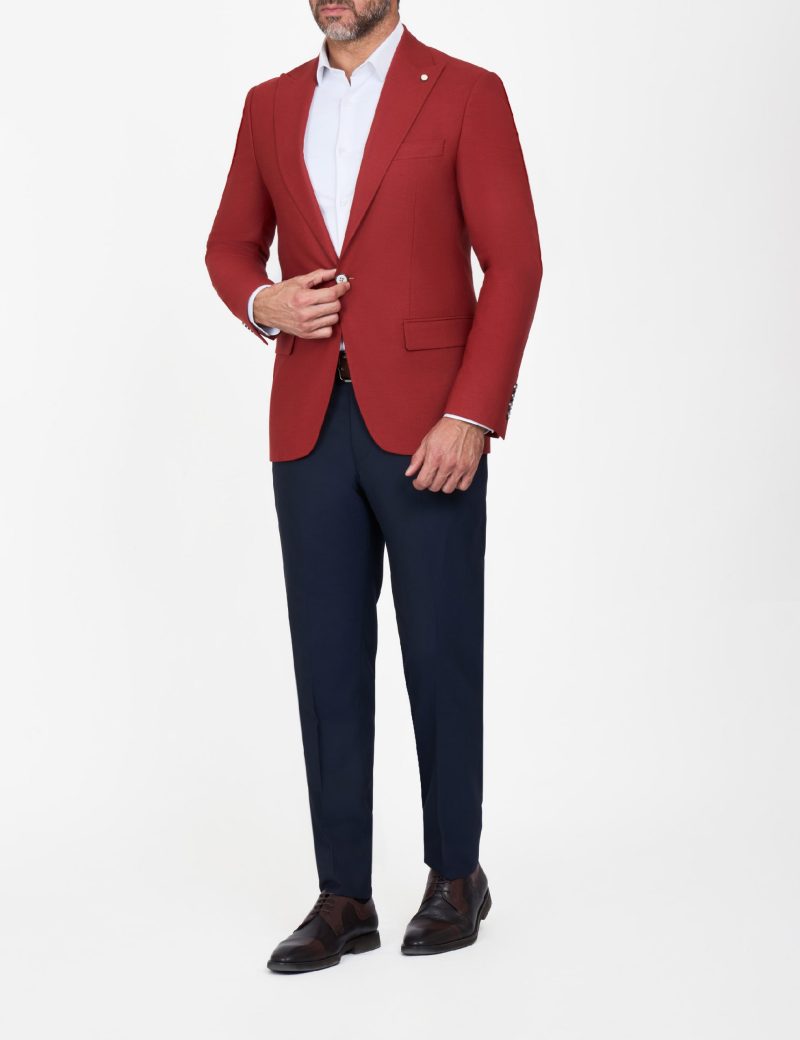 SK39SF04M002-Red-515-5 Slim-Fit Men's Classic Blazer