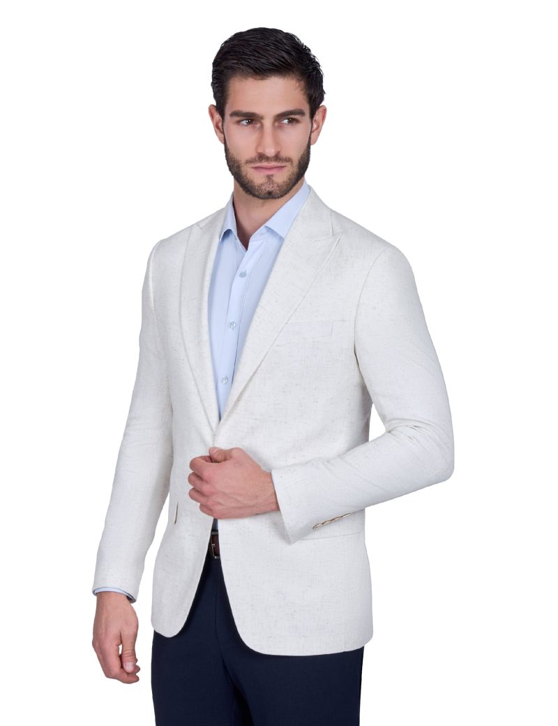 Print Slim-Fit Men's Linen Classic Blazer
