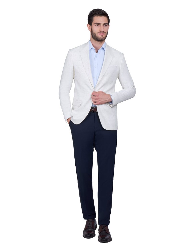 Print Slim-Fit Men's Linen Classic Blazer