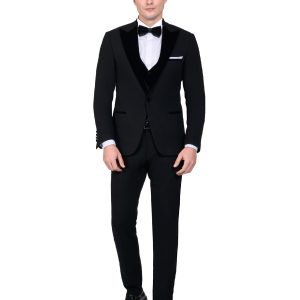 Tuxedo Suit with Peak Velvet Lapel & Velvet Double layered vest