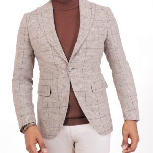 Checked Wool Blazer in Slim Fit