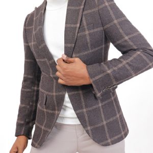 Checked Wool Blazer in Slim Fit