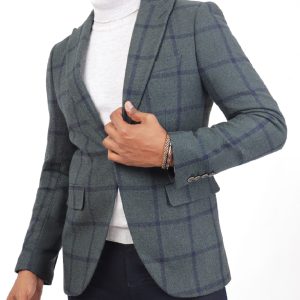 Checked Wool Blazer in Slim Fit