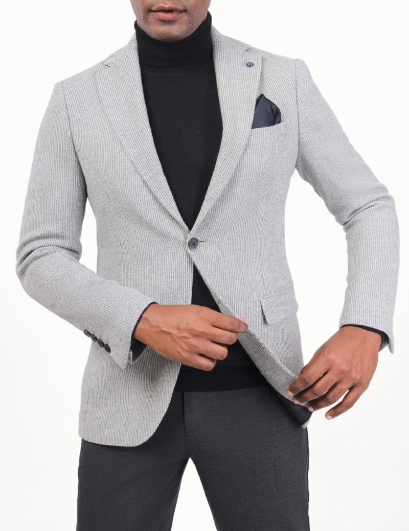SK40SF04M002-Light-grey-005-1 Slim-Fit Pin Striped Wool blazer