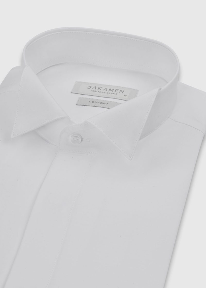 SK42CF01M003-White-394-4 Comfort Fit Dacron Tuxedo Shirt with Hidden Buttons