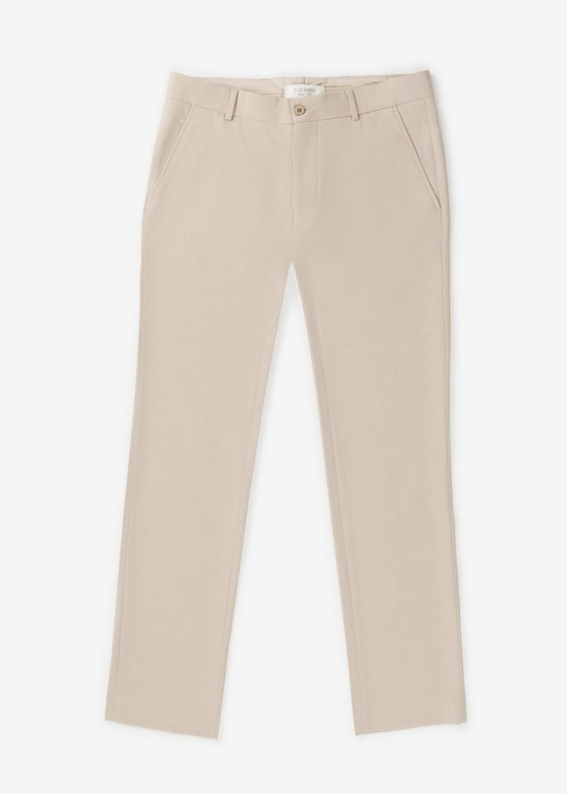 SK42CF03M001-Beige-028-1 Classic Comfort Fit Plain Chino Pants
