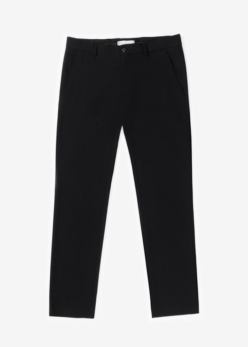 SK42CF03M001-Black-001-1 Classic Comfort Fit Plain Chino Pants
