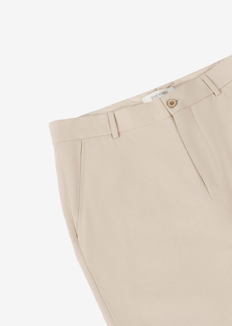 SK42CF03M002-Beige-028-2 Comfort Fit Plain Cuffed Chino Pants