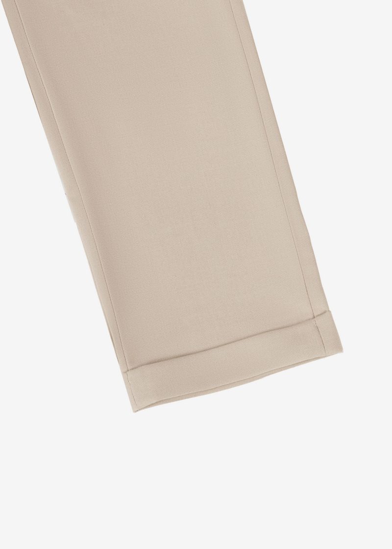 SK42CF03M002-Beige-028-3 Comfort Fit Plain Cuffed Chino Pants