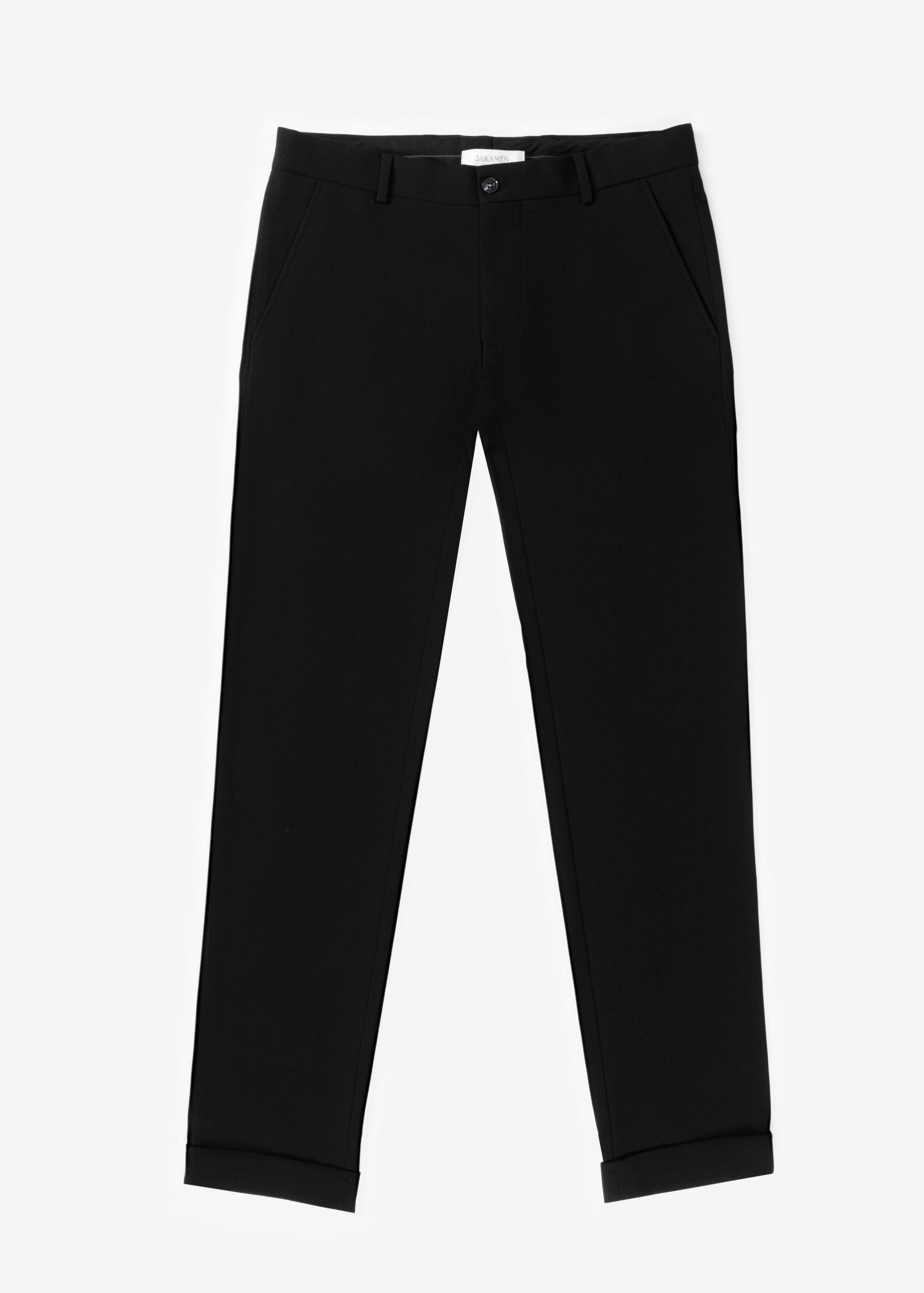 SK42CF03M002-Black-001-1 Comfort Fit Plain Cuffed Chino Pants