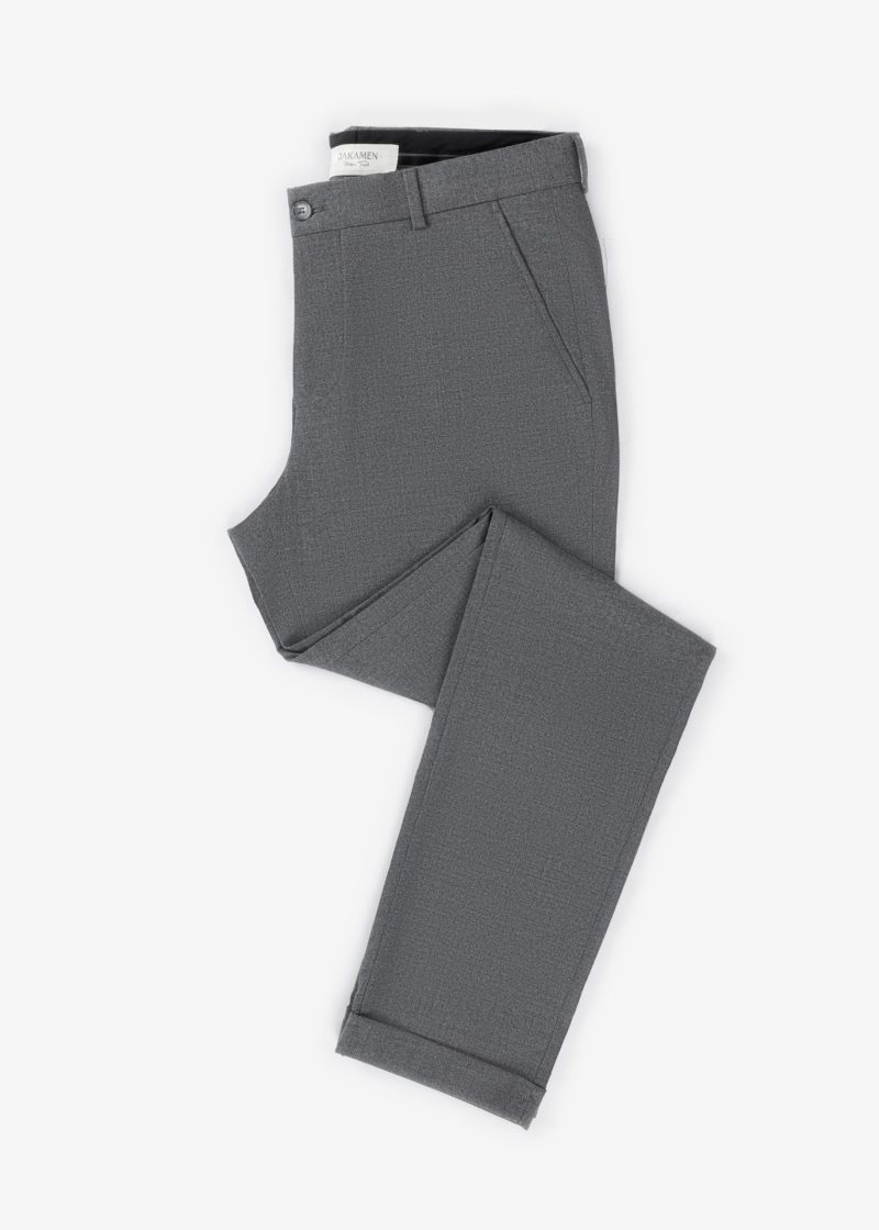 SK42CF03M002-Grey-005-3 Comfort Fit Plain Cuffed Chino Pants