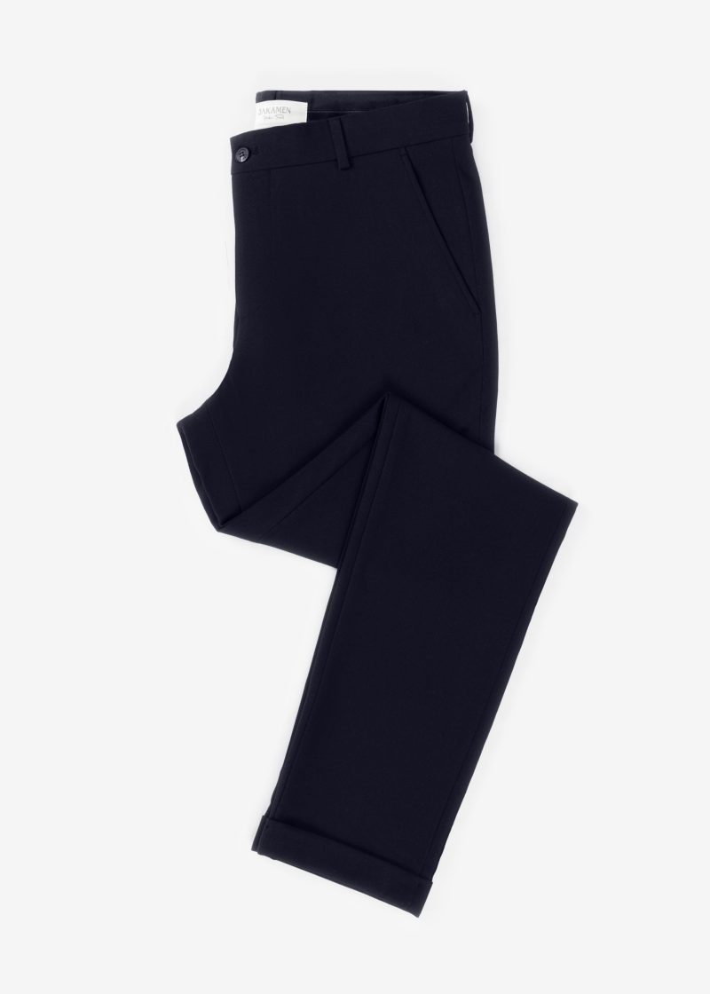 SK42CF03M002-Navy-002-4 Comfort Fit Plain Cuffed Chino Pants