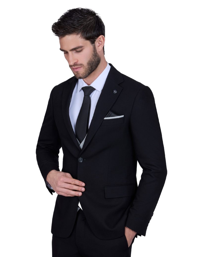 Print Slim Fit Notch Lapel Suit with Double-Breasted Vest