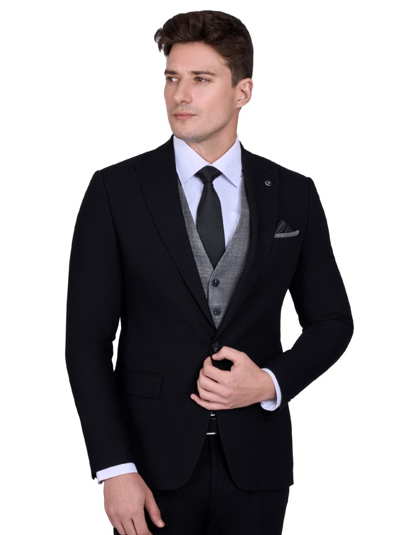Slim Fit Peak Lapel Vest Suit