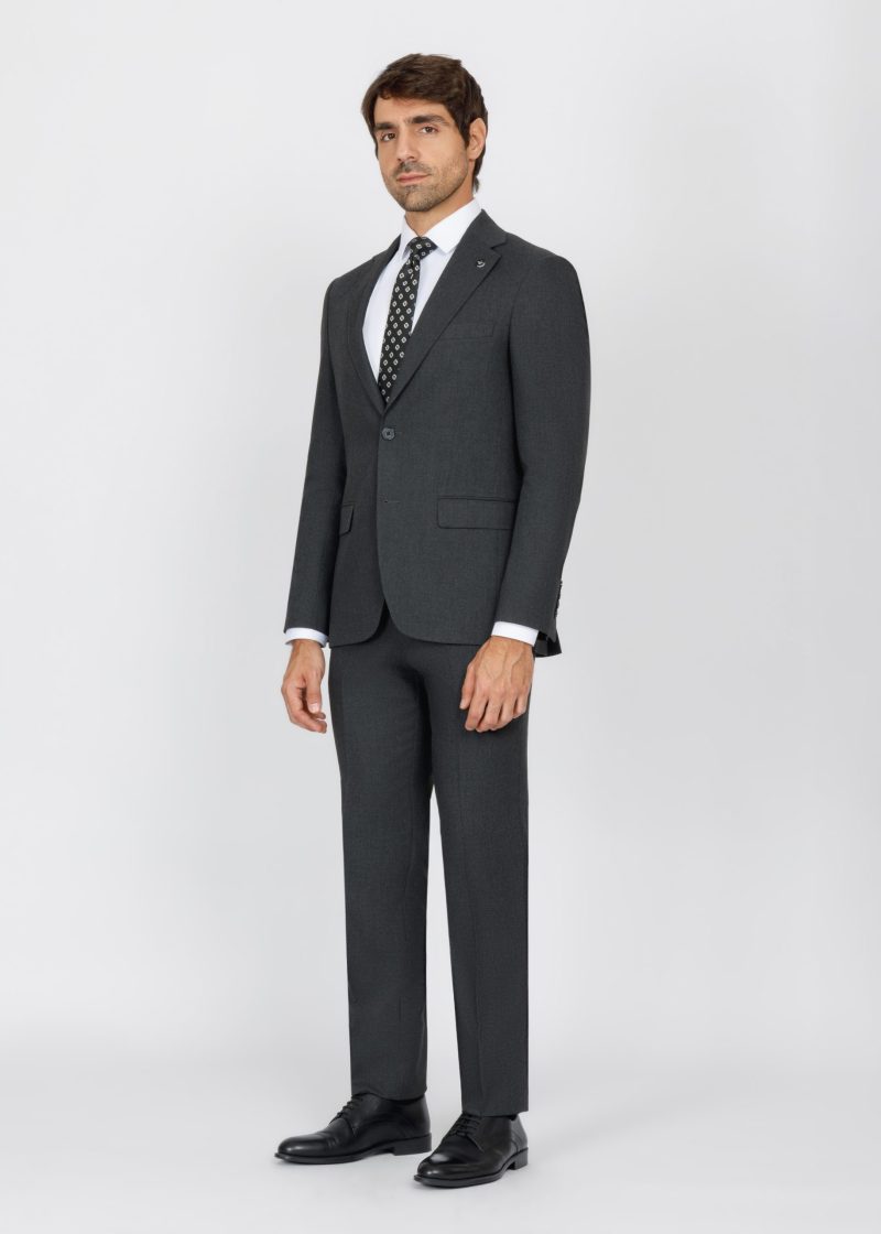 SK42SF02M011-Dark-Grey-033-2 Dark Grey Slim Fit Suit with Notch Lapel