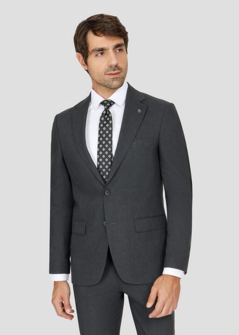 SK42SF02M011-Dark-Grey-033-4 Dark Grey Slim Fit Suit with Notch Lapel