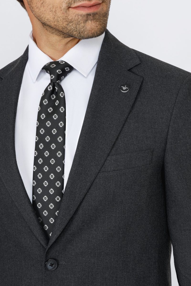 SK42SF02M011-Dark-Grey-033-5 Dark Grey Slim Fit Suit with Notch Lapel