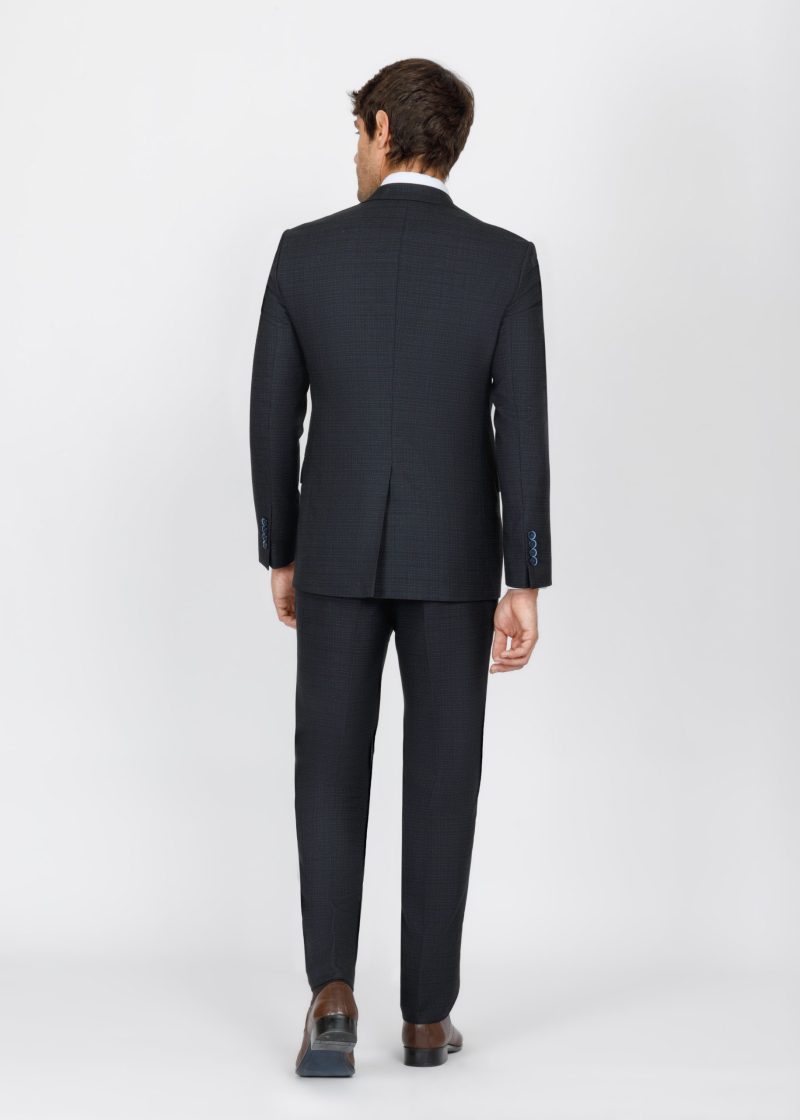 SK42SF02M012-Black-Navy-001-3 Slim Fit Peak Lapel Suit with Black-Trim Vest