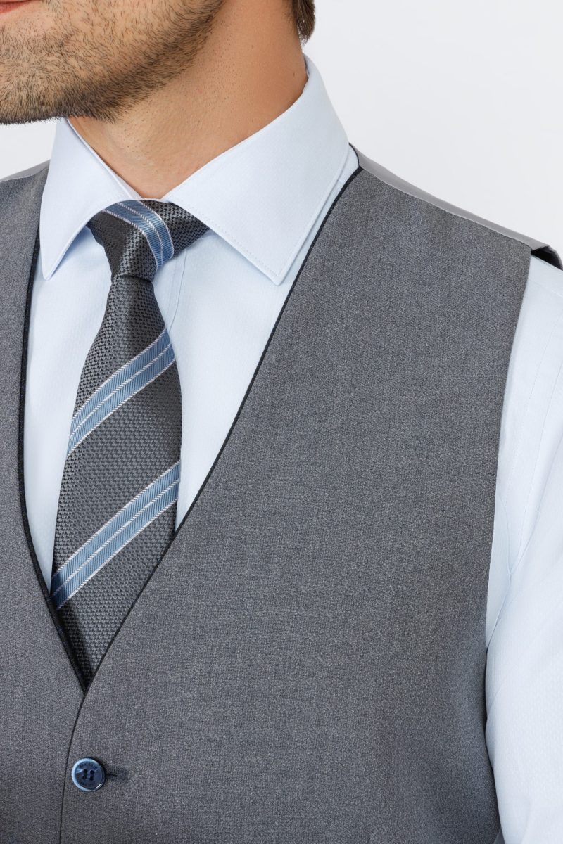 SK42SF02M012-Black-Navy-001-6 Slim Fit Peak Lapel Suit with Black-Trim Vest