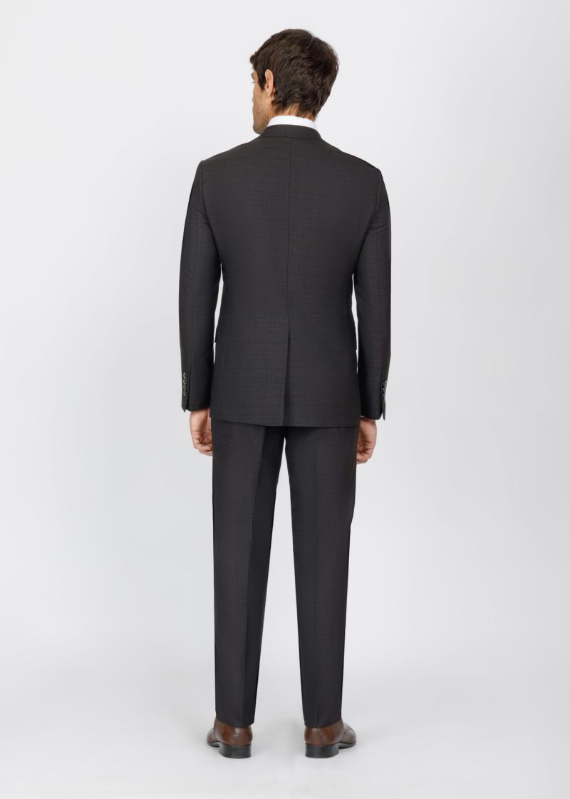 SK42SF02M012-Brown-navy-016-3 Slim Fit Peak Lapel Suit with Black-Trim Vest