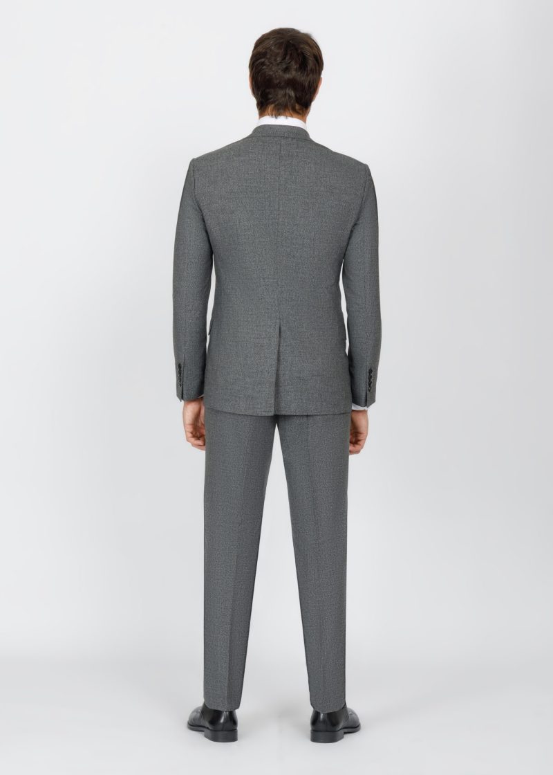 SK42SF02M013-Grey-Black-001-3 Slim Fit Suit with Peak Lapel and Grey-Trim Vest