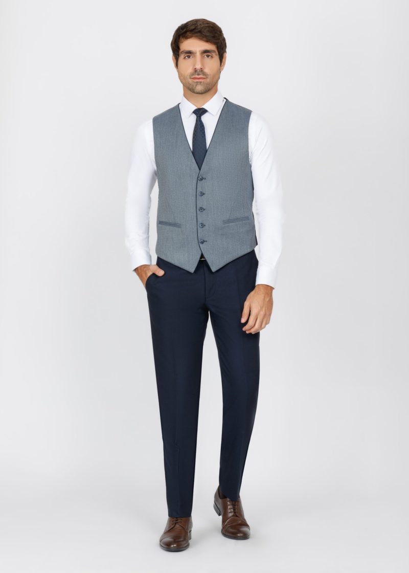 SK42SF02M014-Dark-Green-107-8 Checked Slim Fit Three-Piece Suit with Black Trim