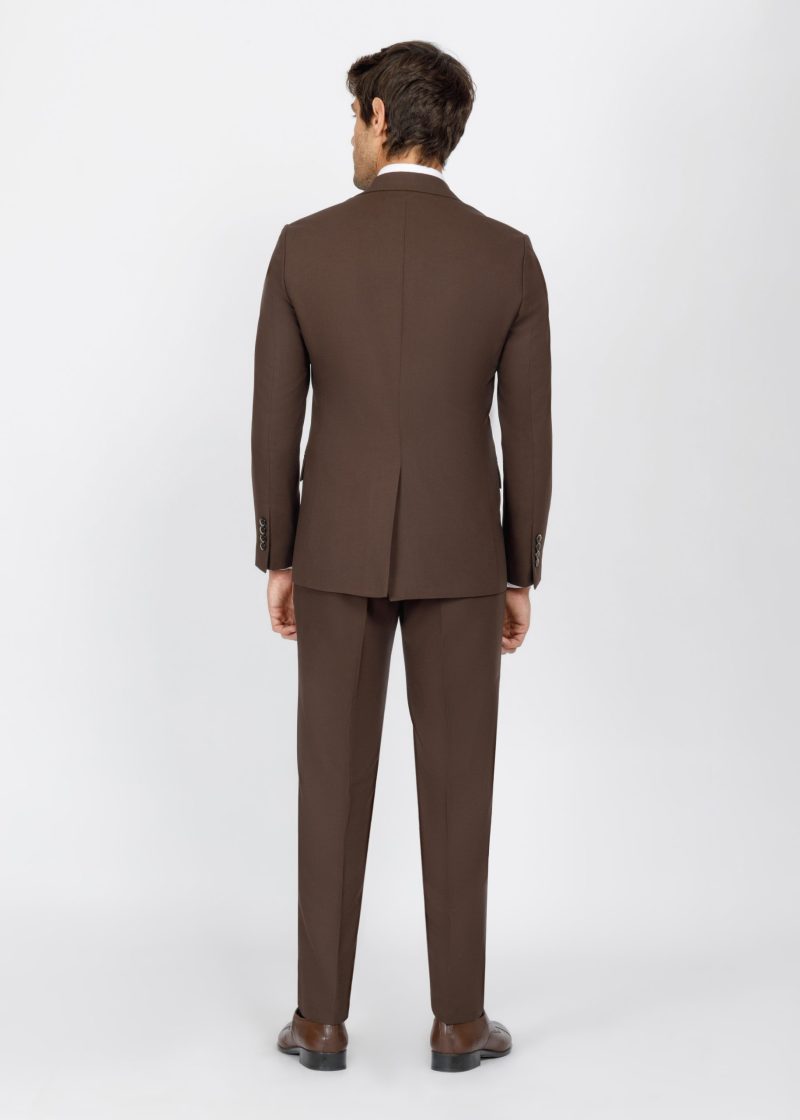 SK42SF02M015-Brown-016-3 Slim Fit Suit with Peak Lapel and Flap Pockets