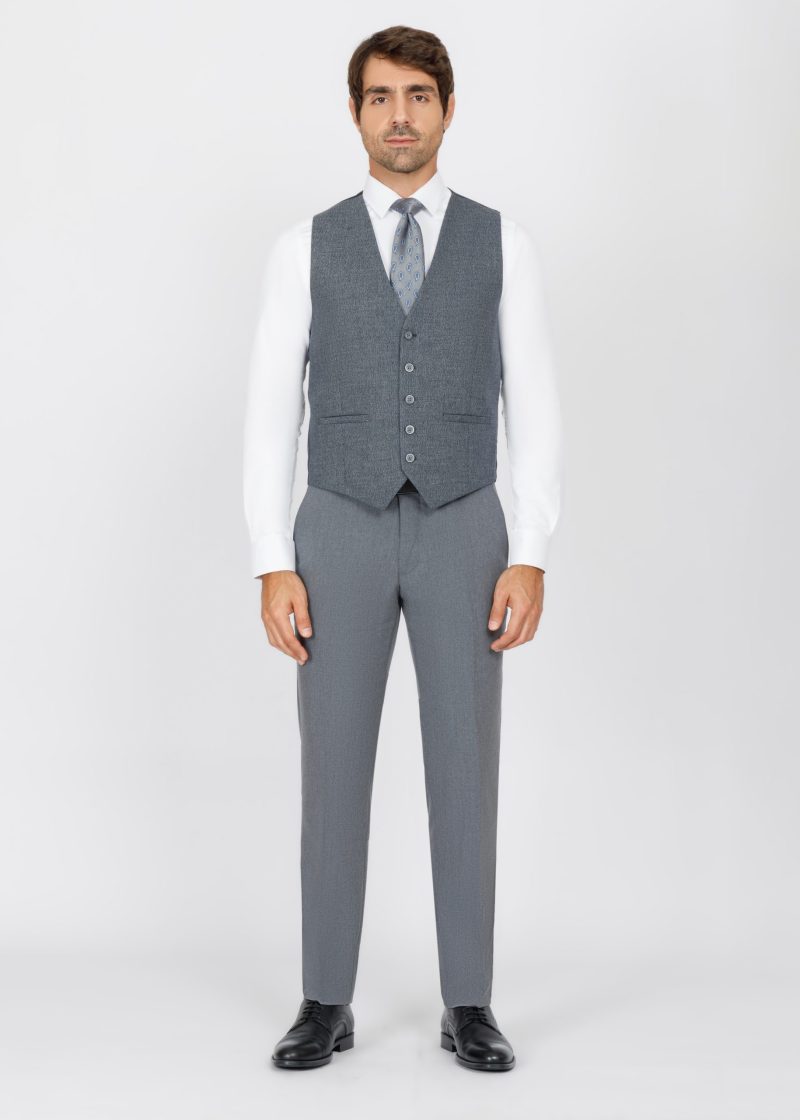 SK42SF02M015-Grey-005-6 Slim Fit Suit with Peak Lapel and Flap Pockets