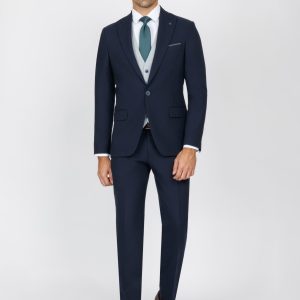 Slim Fit Suit with Peak Lapel and Flap Pockets