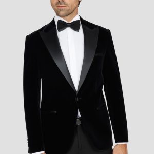 Teal Velvet Slim Fit Tuxedo Blazer with Satin Peak Lapel