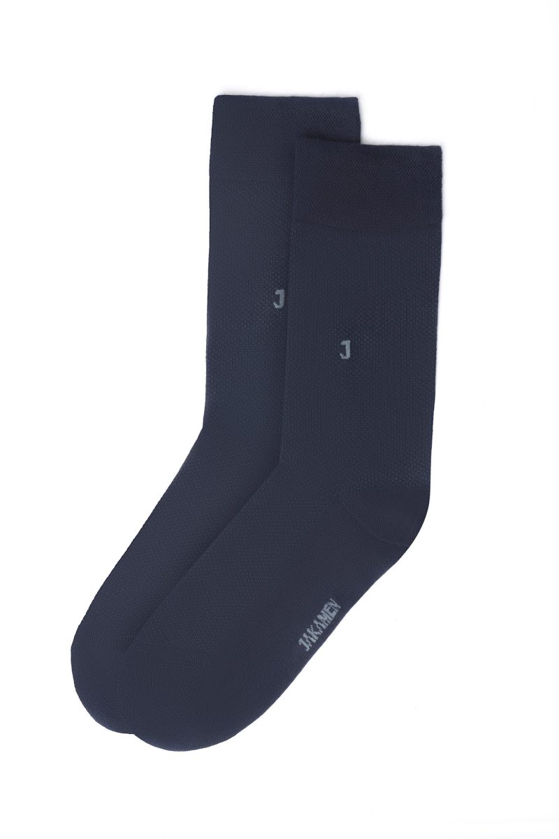 SO02N001-Navy-1 Patterned Socks