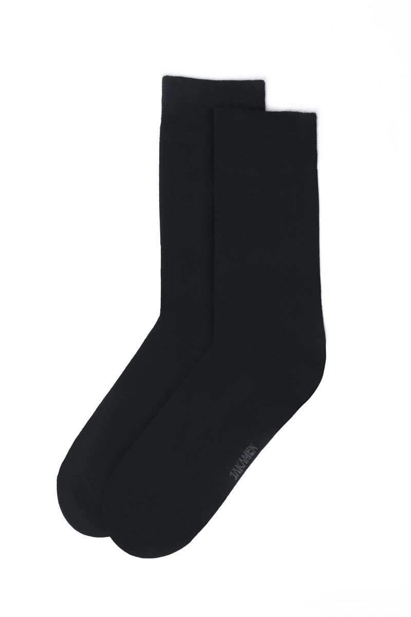SO03B001-Black-1 Plain Socks