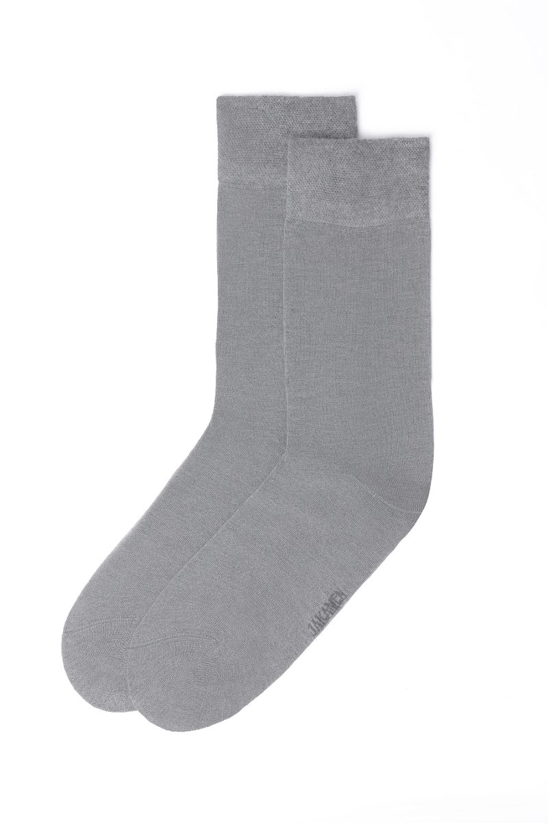 SO03L001-Light-grey-1 Plain Socks