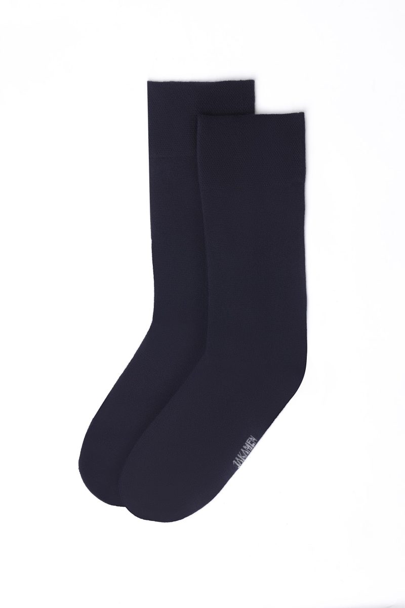 SO03N001-Navy-1 Plain Socks