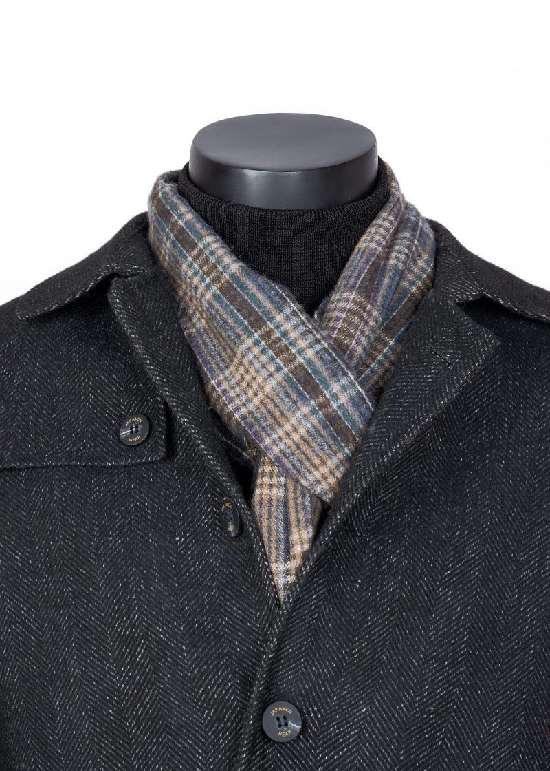 SR01BB00-Beige-Brown-1 Checked Scarf