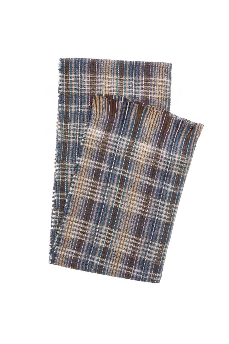SR01BB00-Beige-Brown-3 Checked Scarf