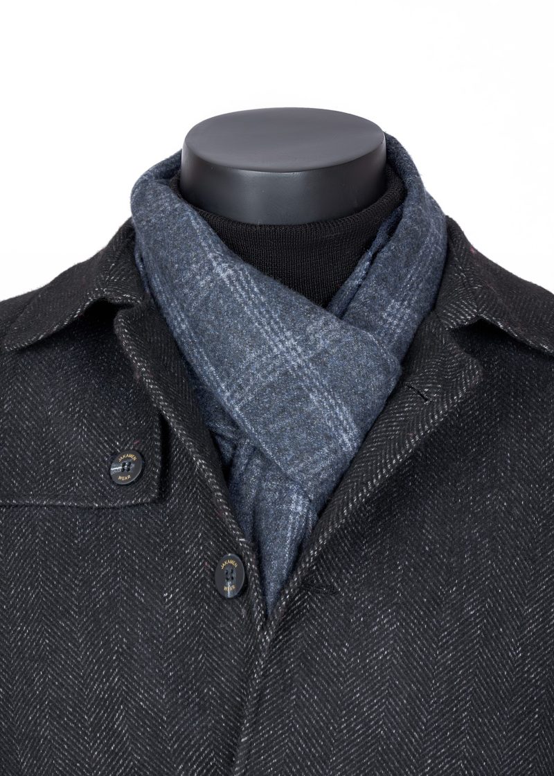 SR01N00-Navy-1 Checked Scarf