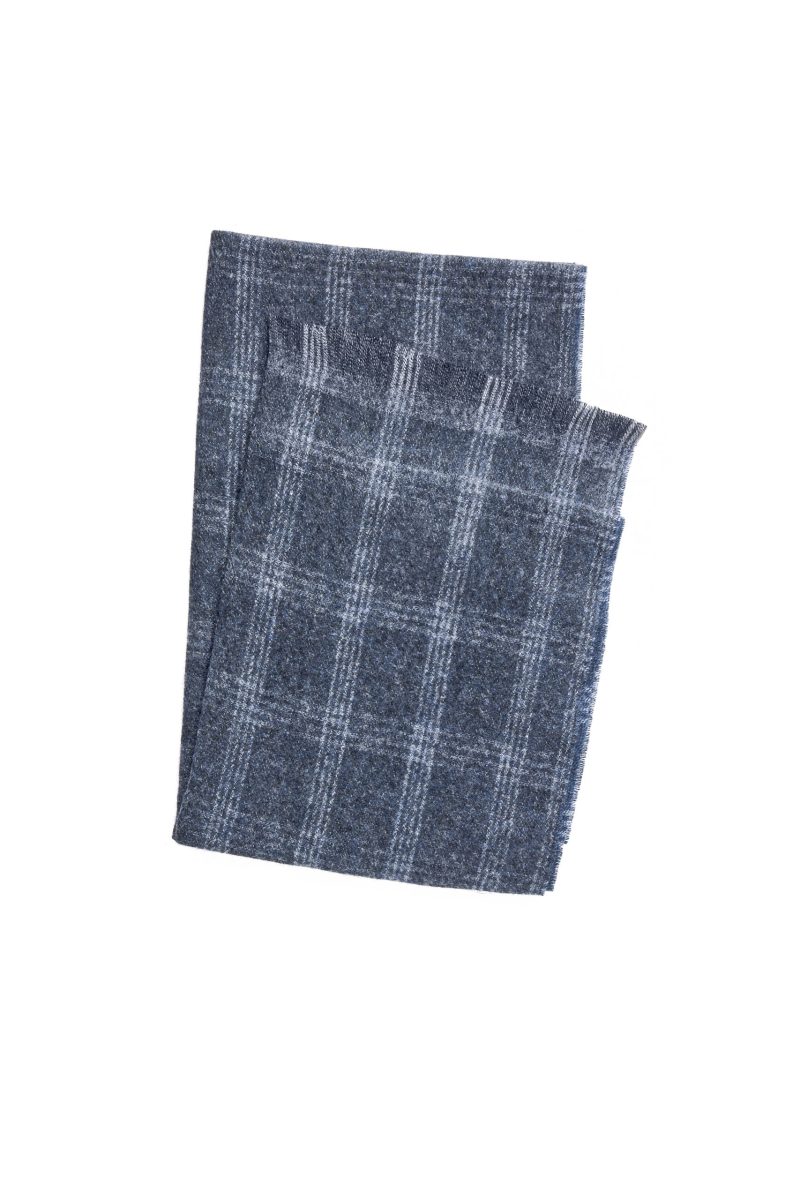 SR01N00-Navy-3 Checked Scarf