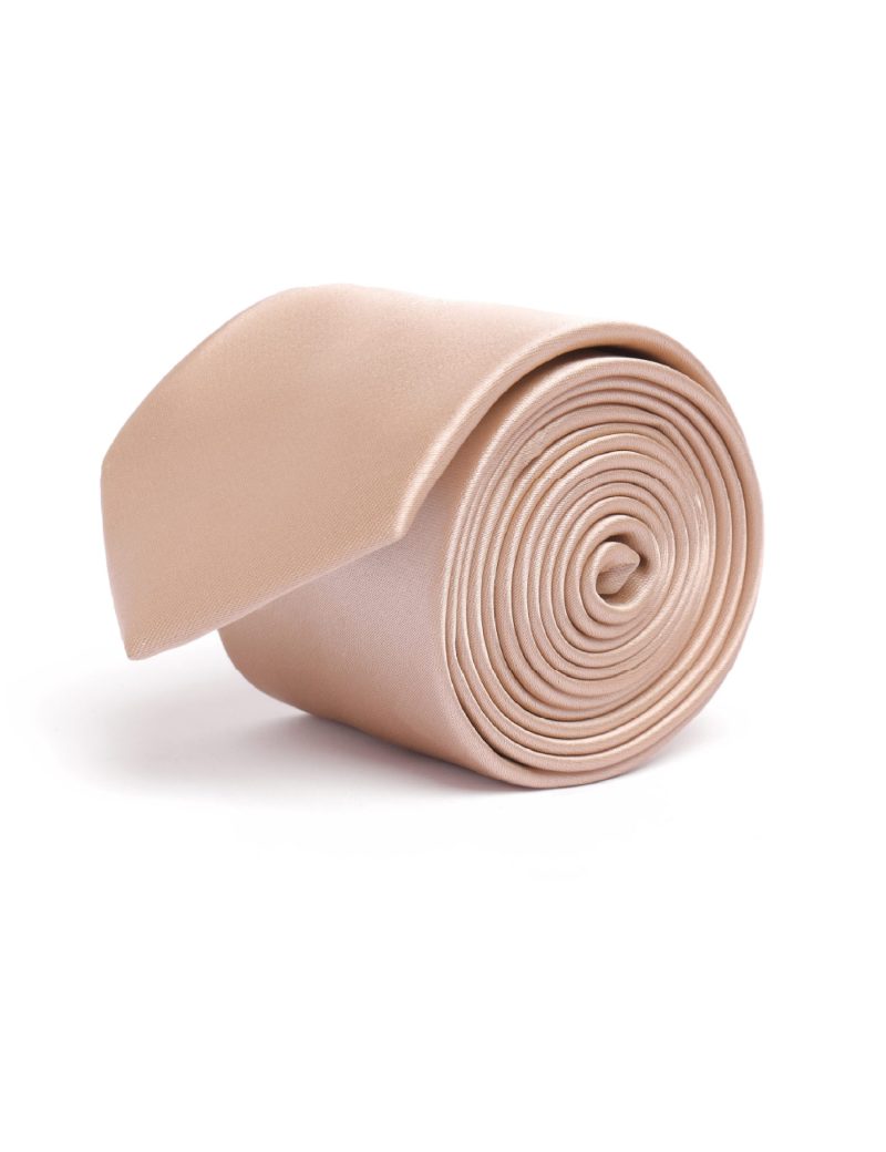 T001CHP00-Champagne-1 Plain satin Champagne Tie