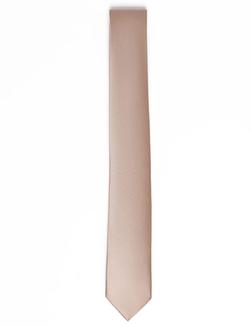 T001CHP00-Champagne-3 Plain satin Champagne Tie