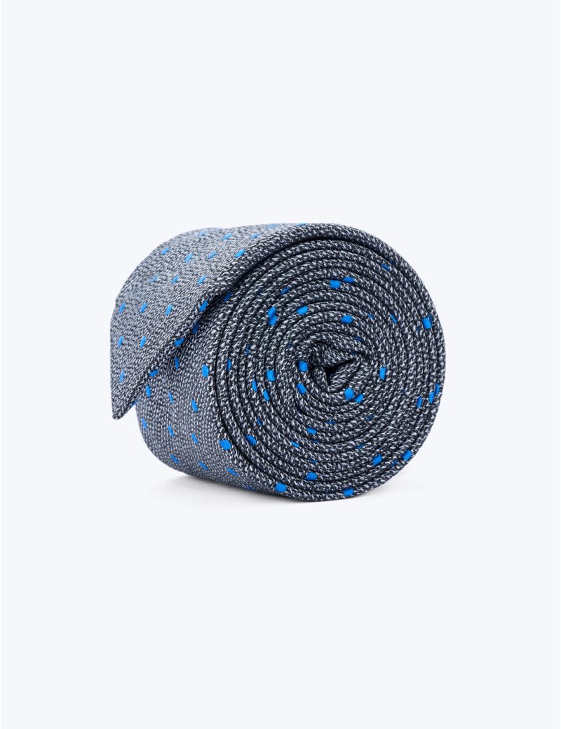 T001GR00-Grey-1 Blue dots Tie