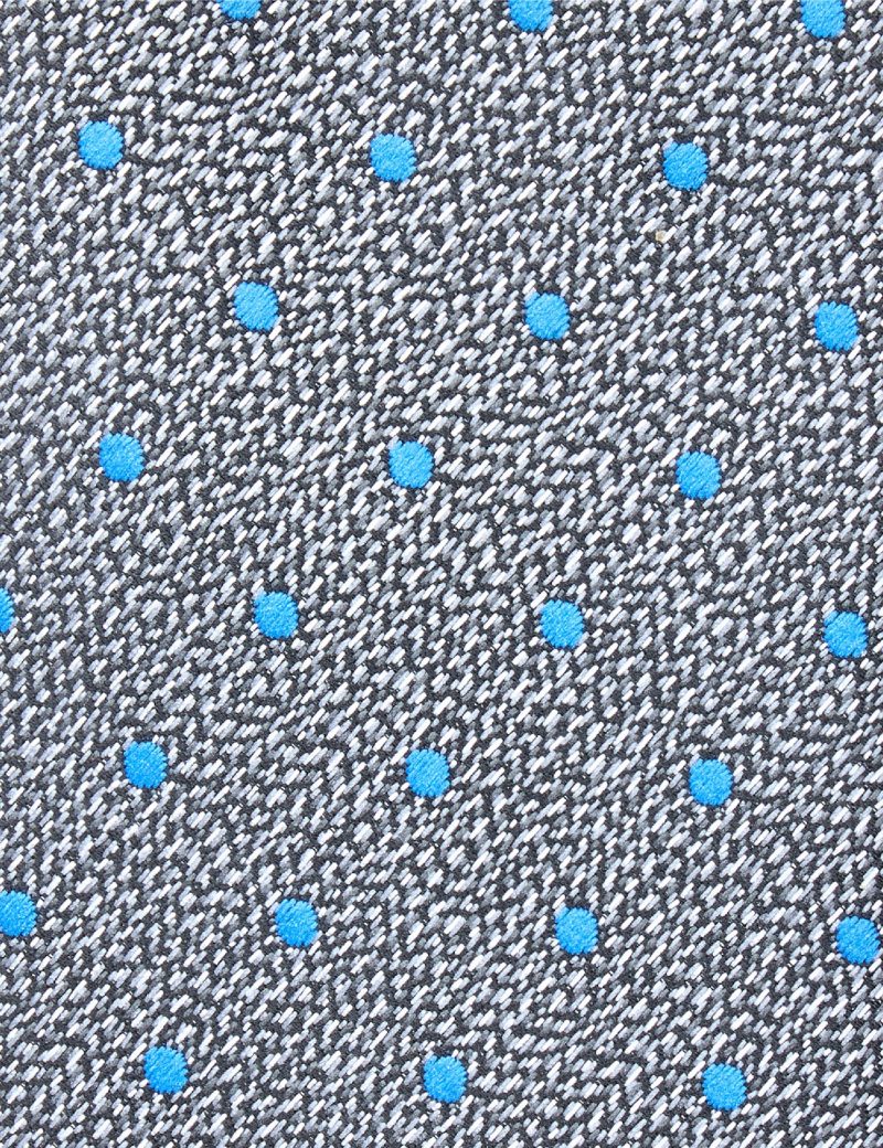 T001GR00-Grey-3 Blue dots Tie